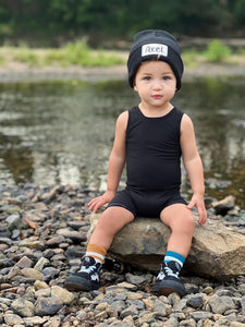 Black Beanie White Marble Patch
