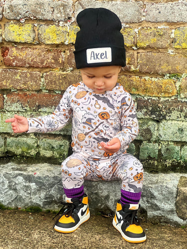 Black Beanie White Marble Patch