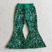 Dark Green Sequin Pants